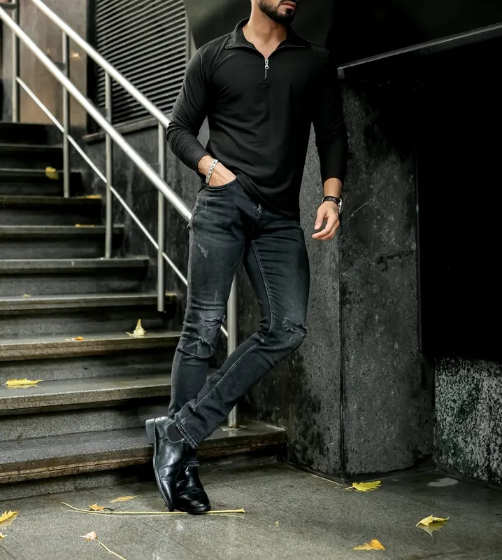 Black Casual Button Up Shirt