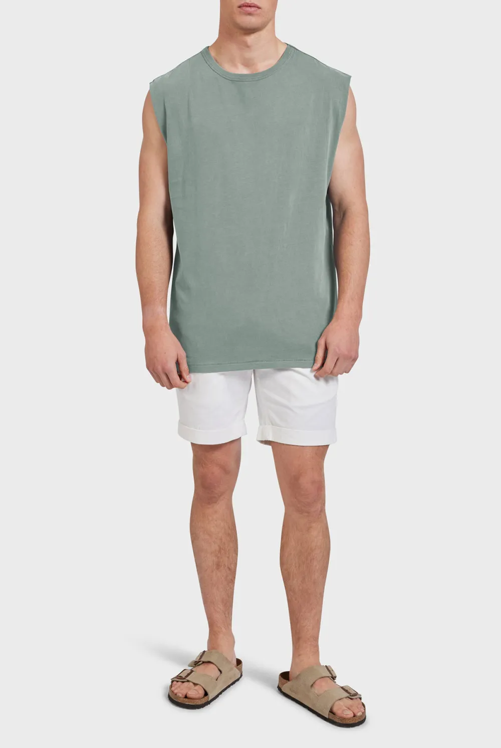 Sleeveless Crew Neck Cotton Tee