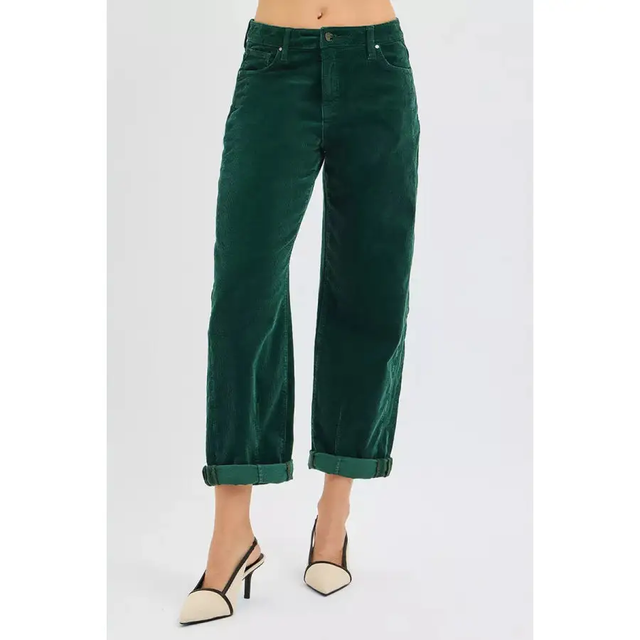 Classic Risen High Rise Crop Barrel Cordurory Pants