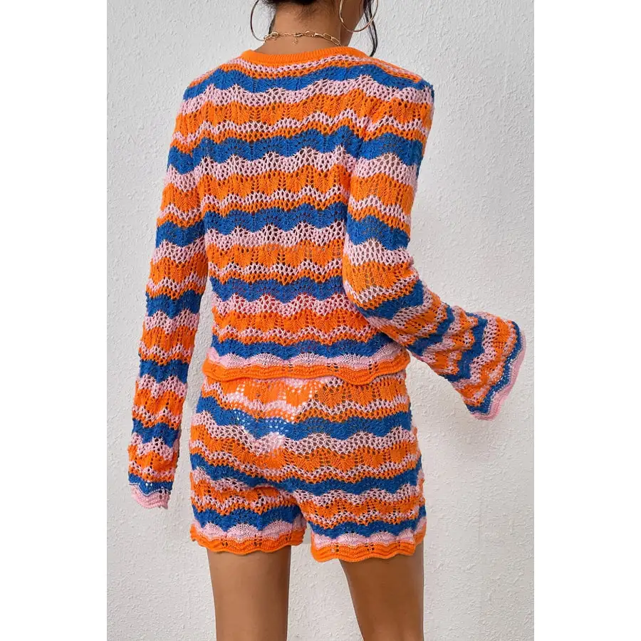 Striped Sweater and Knit Shorts Set