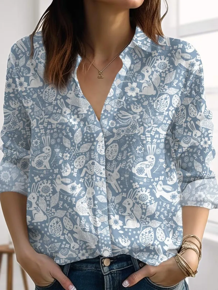 Floral Rabbit Print Shirt