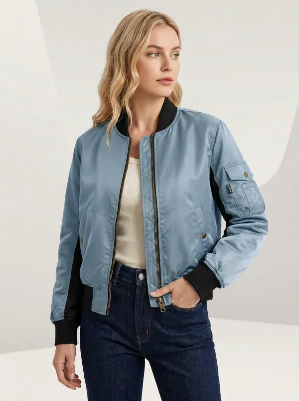 Quilted Zip-Front Women's Casual Jacket