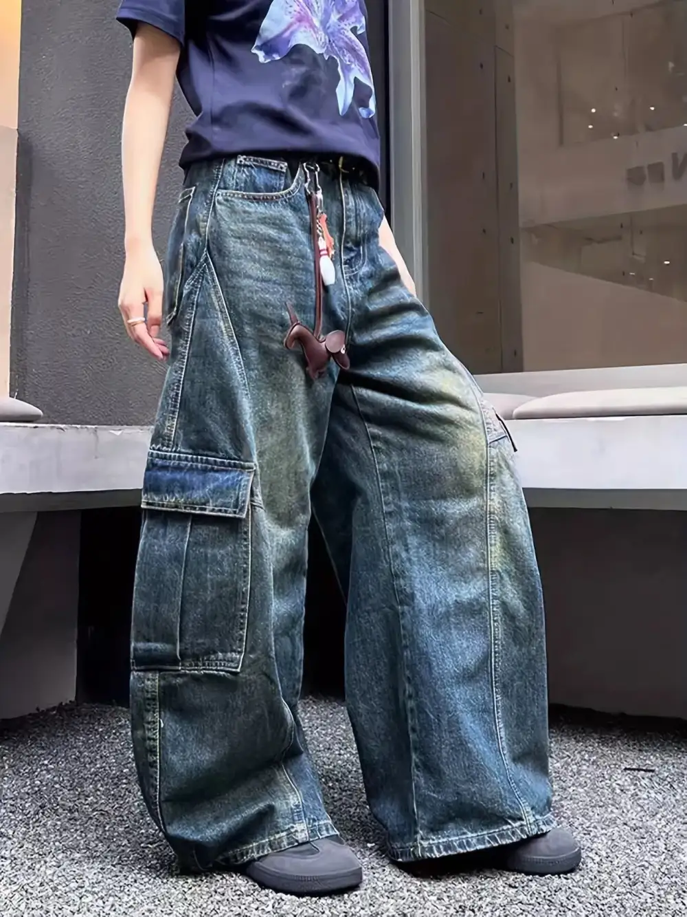 Balanced Wide Leg Denim Jeans