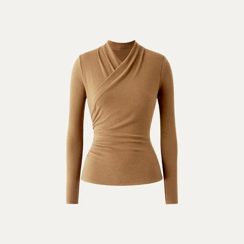 Chic Surplice Long Sleeve Top – Casual & Elegant Shirt