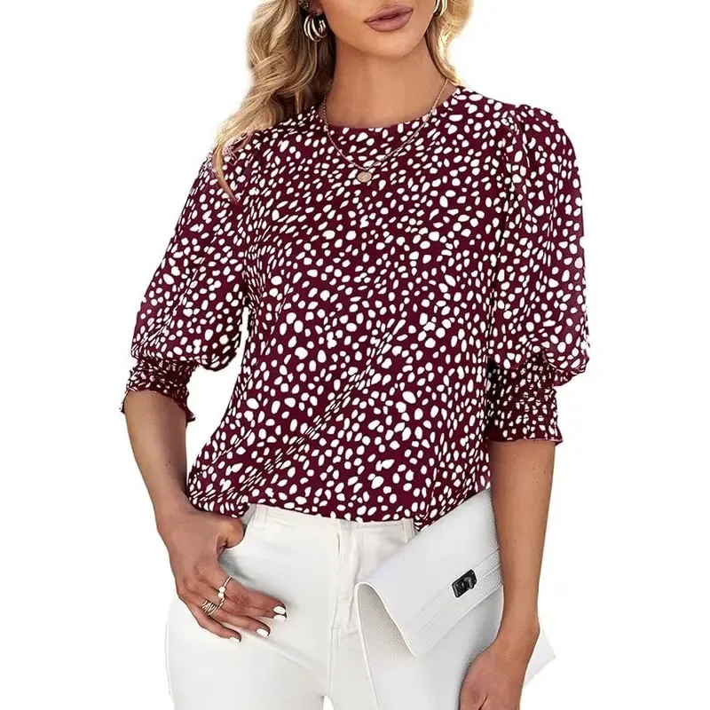 Women's Polka Dot 3/4 Sleeve Blouse