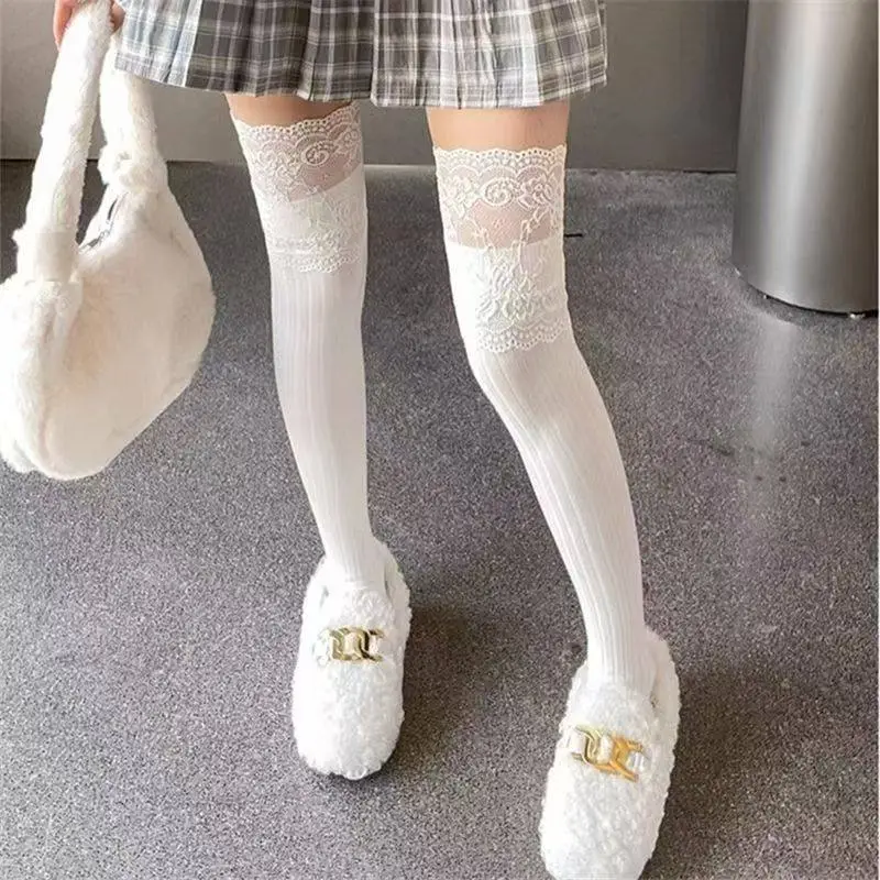 Lace Trim Over The Knee Socks