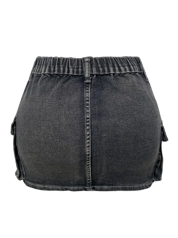 Denim Cotton Blend Skirt