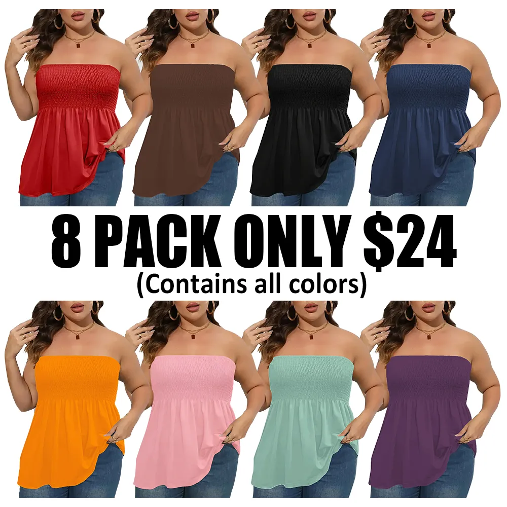 Solid Color Strapless Top With Ruffled Hem🔥12-Pack - All Colors Included, Only $35