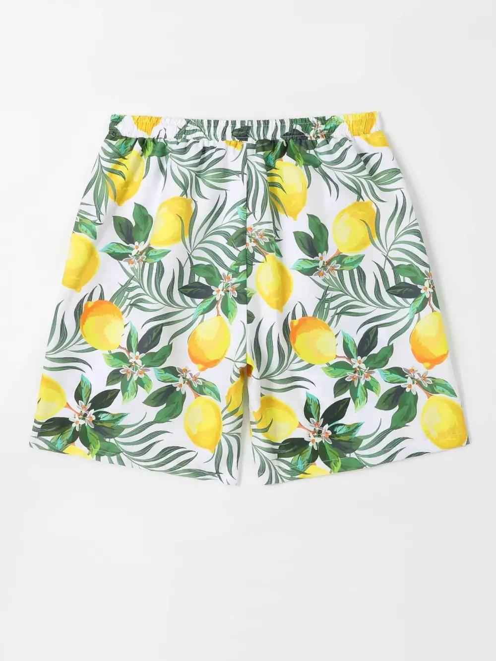 Men's Lemon Print Drawstring Swim Trunks