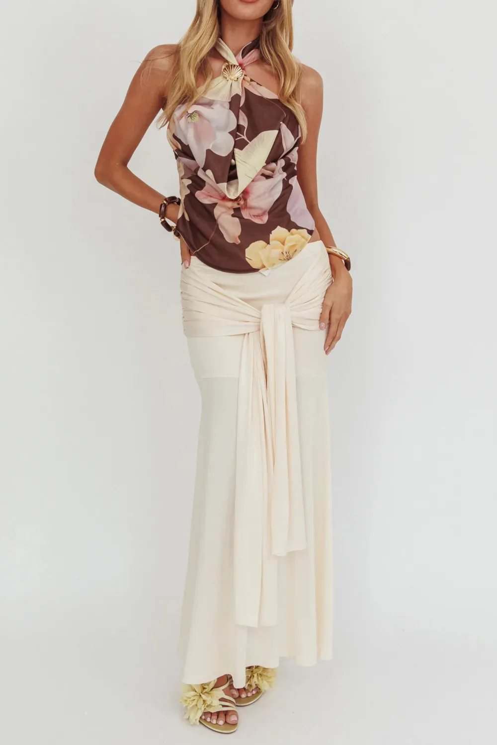 Fashion Retro Print Halterneck Top
