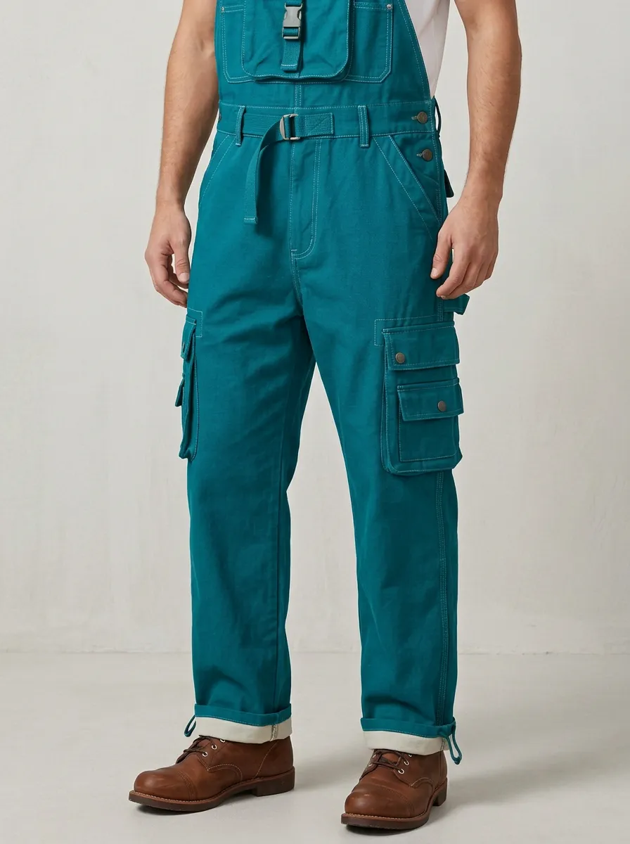 Men's Tactical Utility Olive Green Cargo Overalls