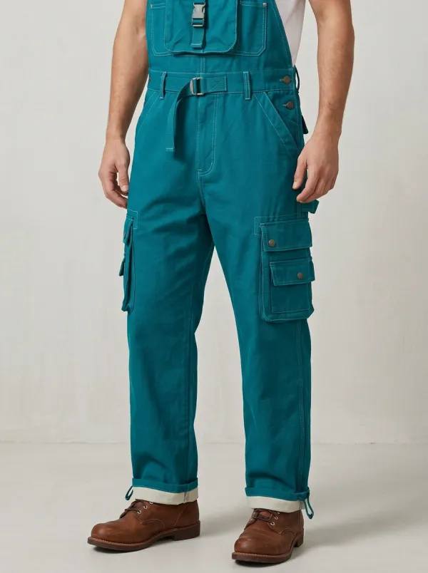 Men's Tactical Utility Olive Green Cargo Overalls