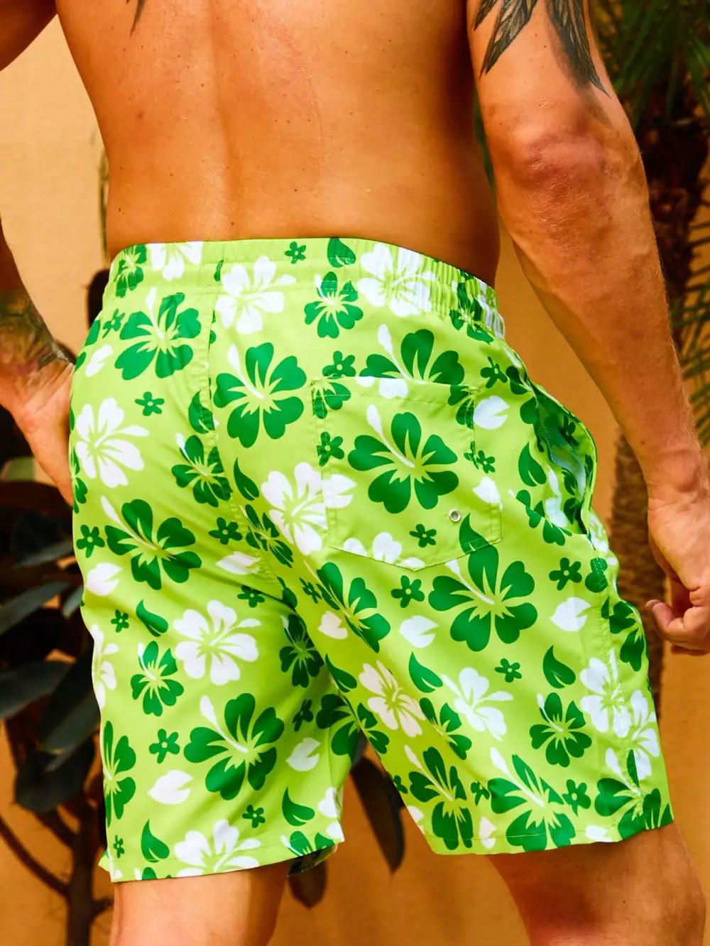 Men's Flower Patterned Swim Trunks