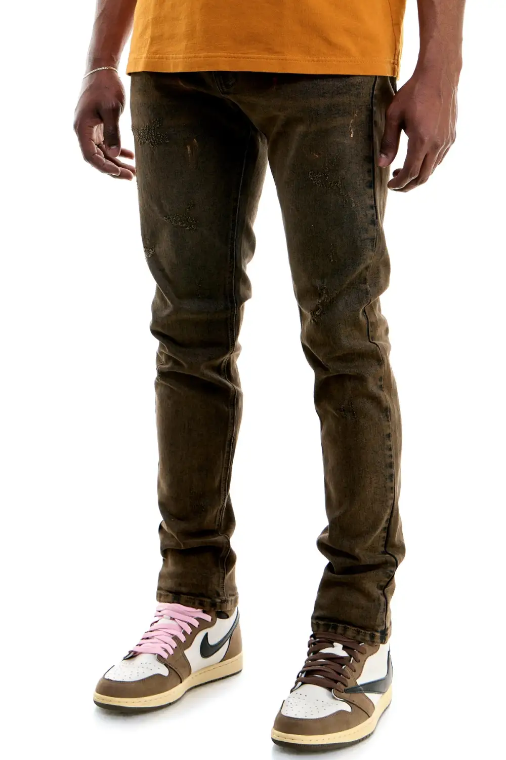 Men's Skinny Distressed Paint Splatter Jeans