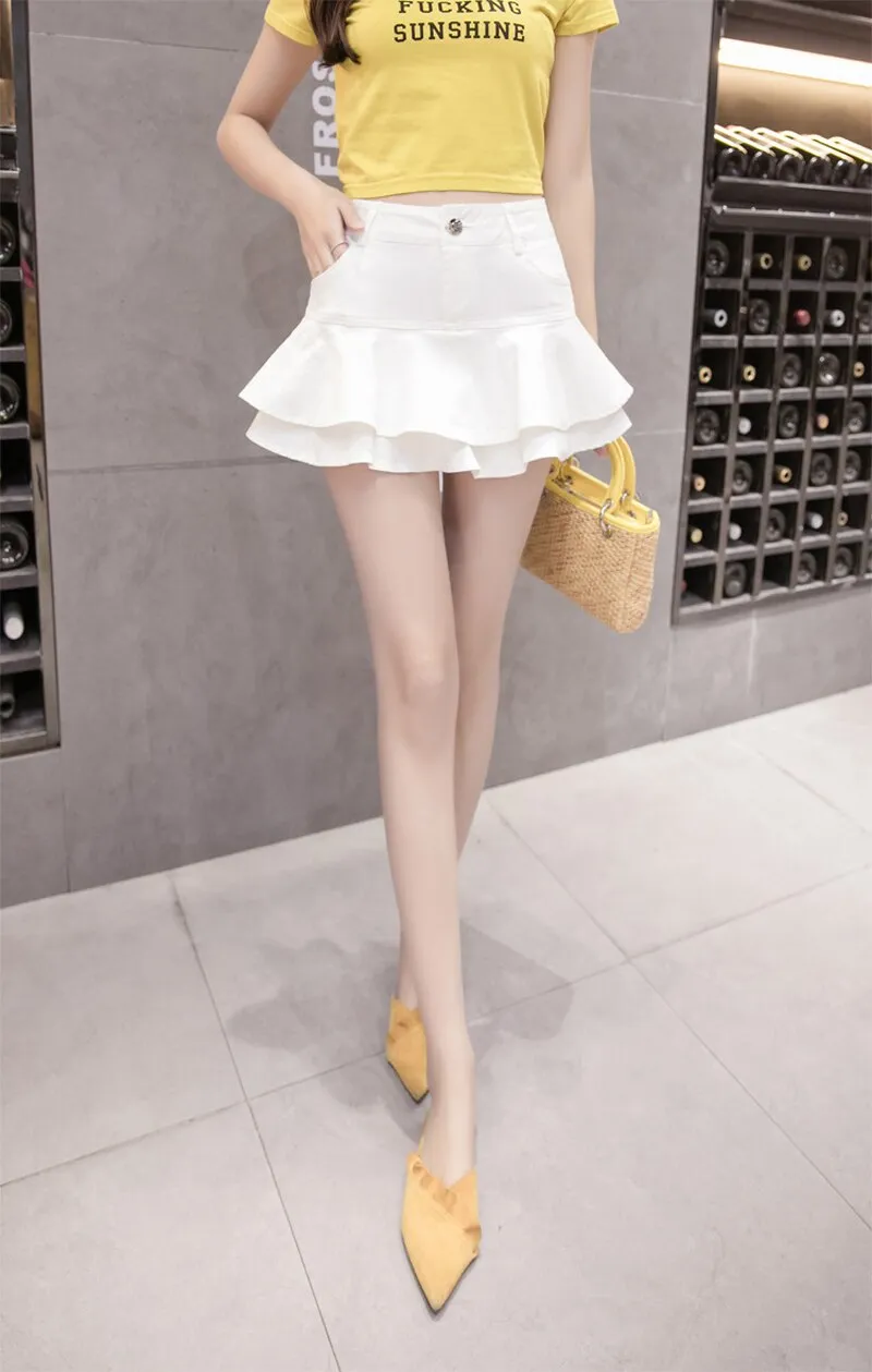 Denim Pleated Slim-Fit Skirt