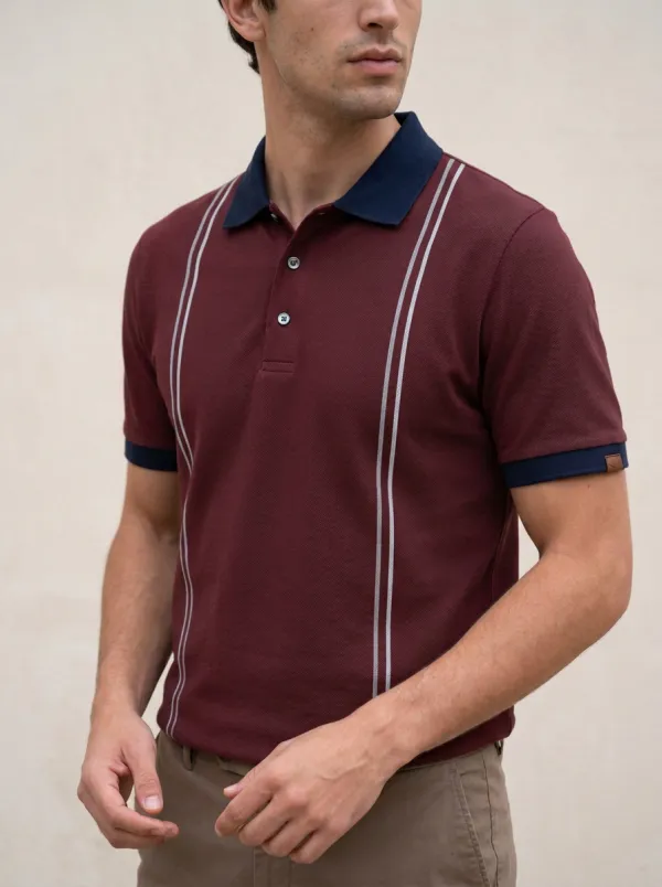 Men's Vintage Vertical Stripe Polo Shirt
