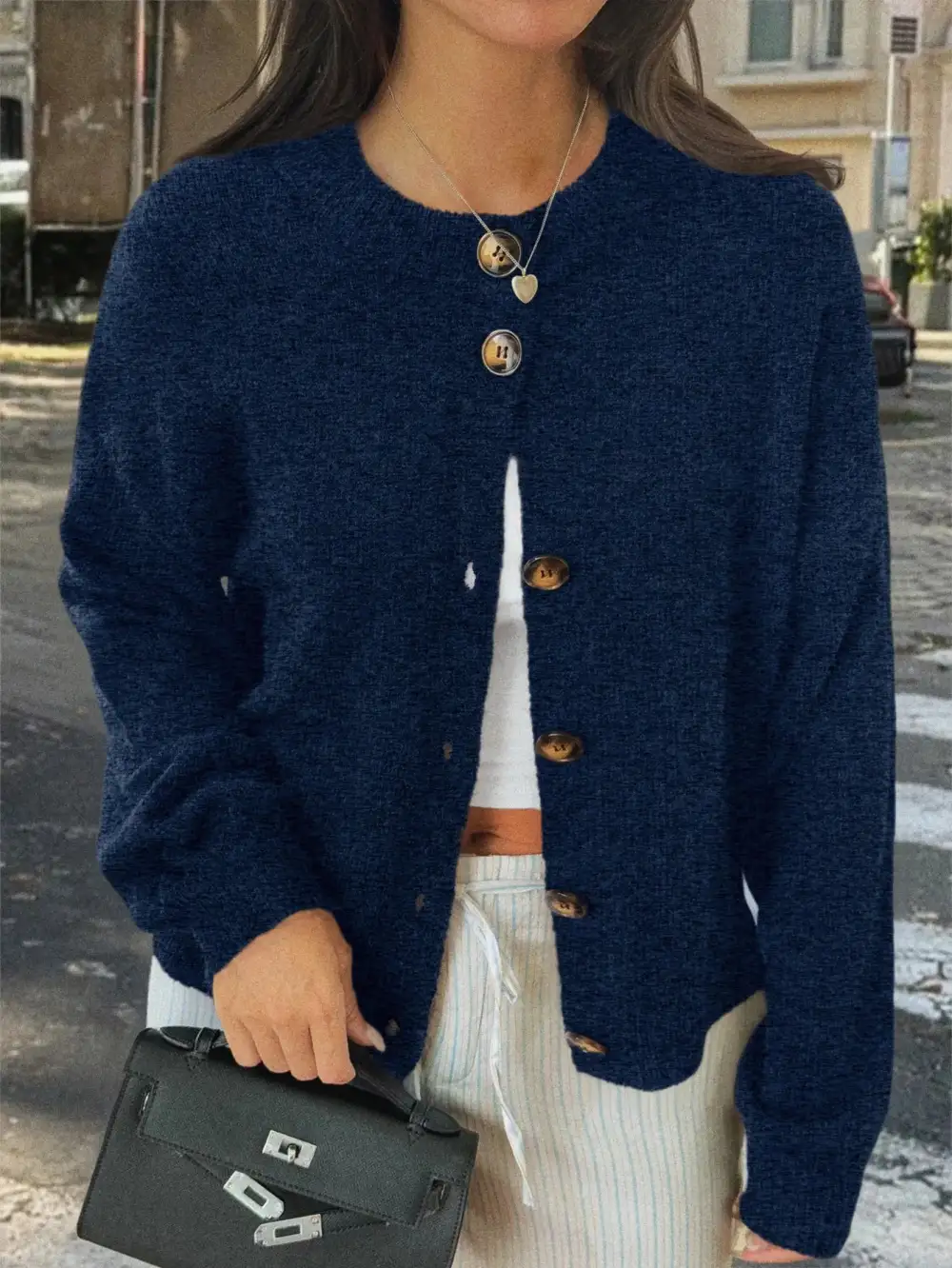 Medium-Length Cable Knit Jacket