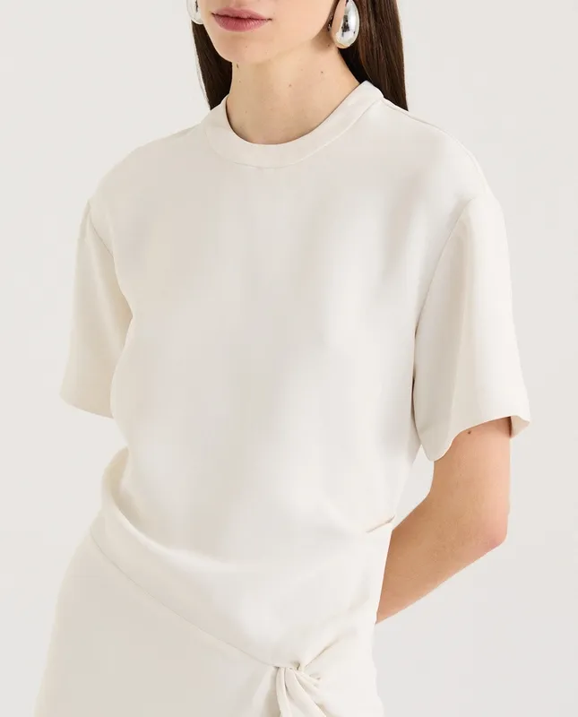 Cream Knot Detail Maxi Dress