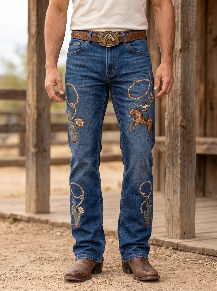 Everyday Cowboy Rodeo Design Men's Western Jeans