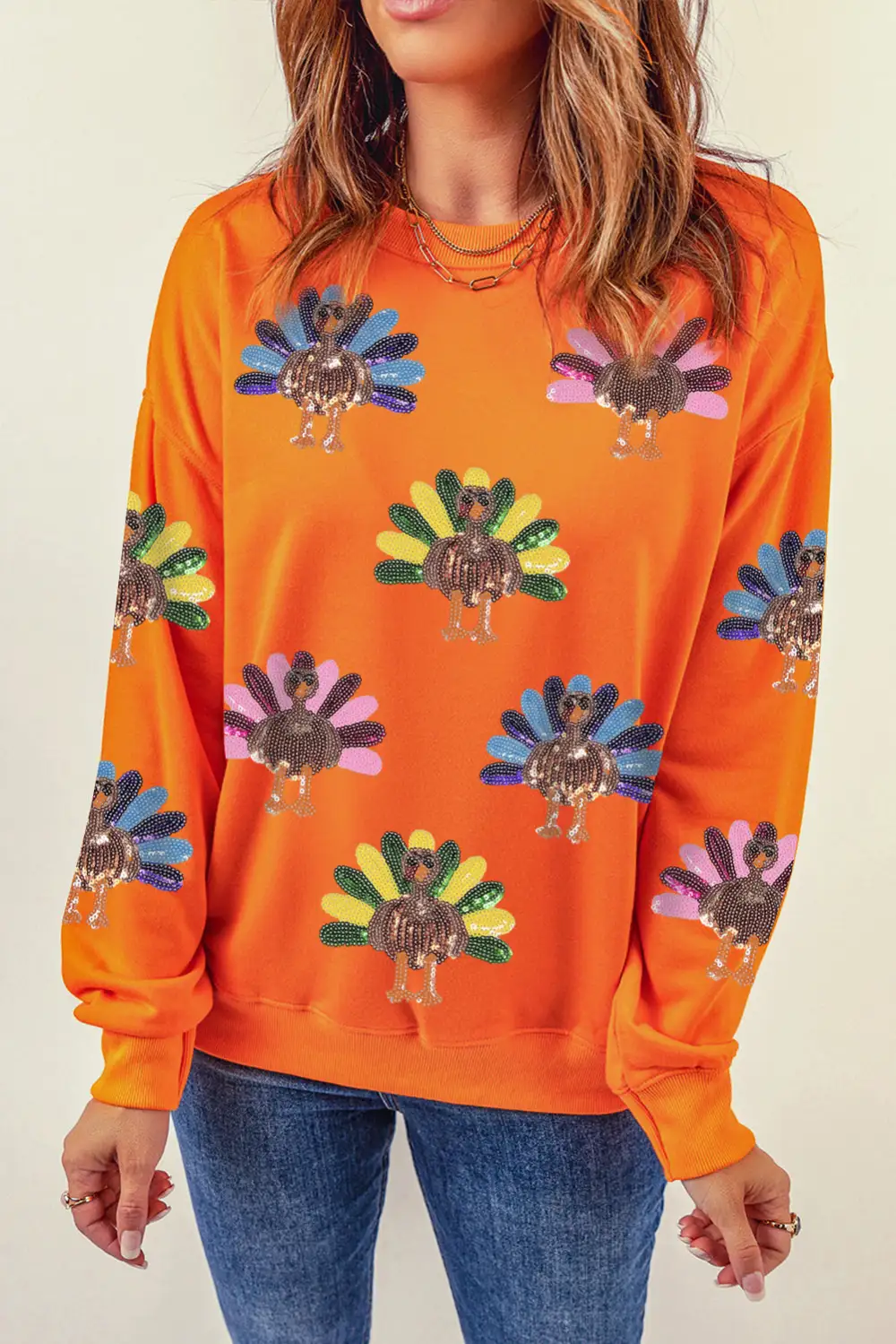 Relaxed Sequin Accent Graphic Sweatshirt