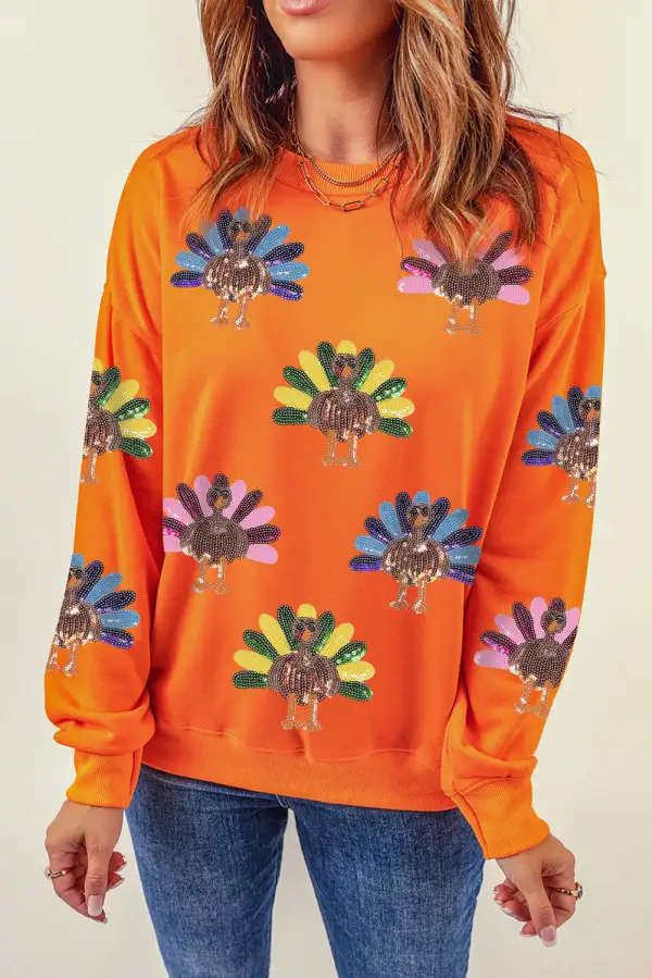 Relaxed Sequin Accent Graphic Sweatshirt