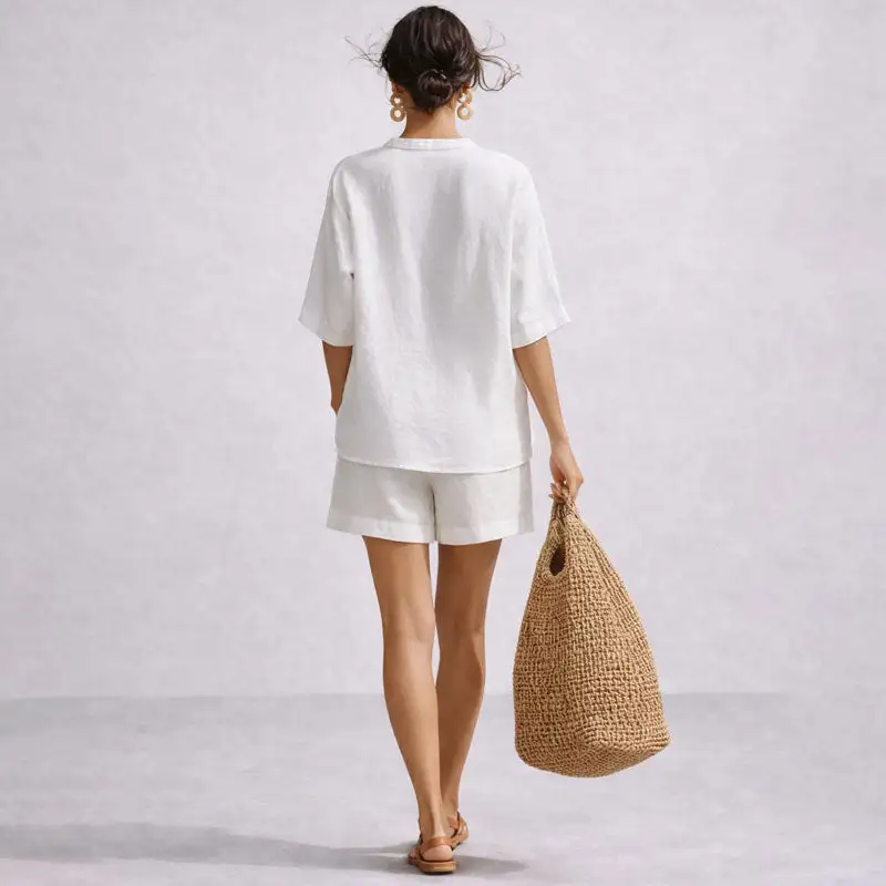 Women's Notch Neck Loose Fit Two-Piece Summer Set