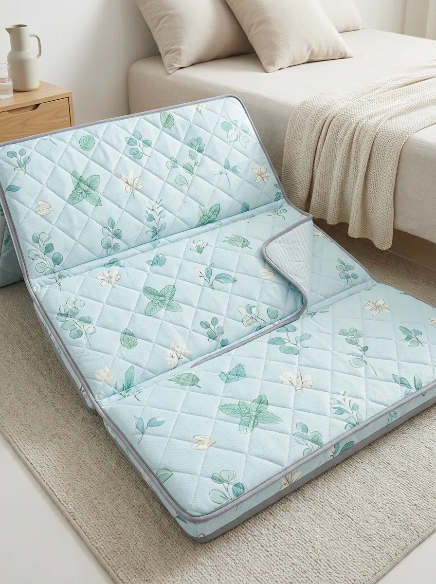 Botanical Mint Leaf Floral Pattern Cooling Mat