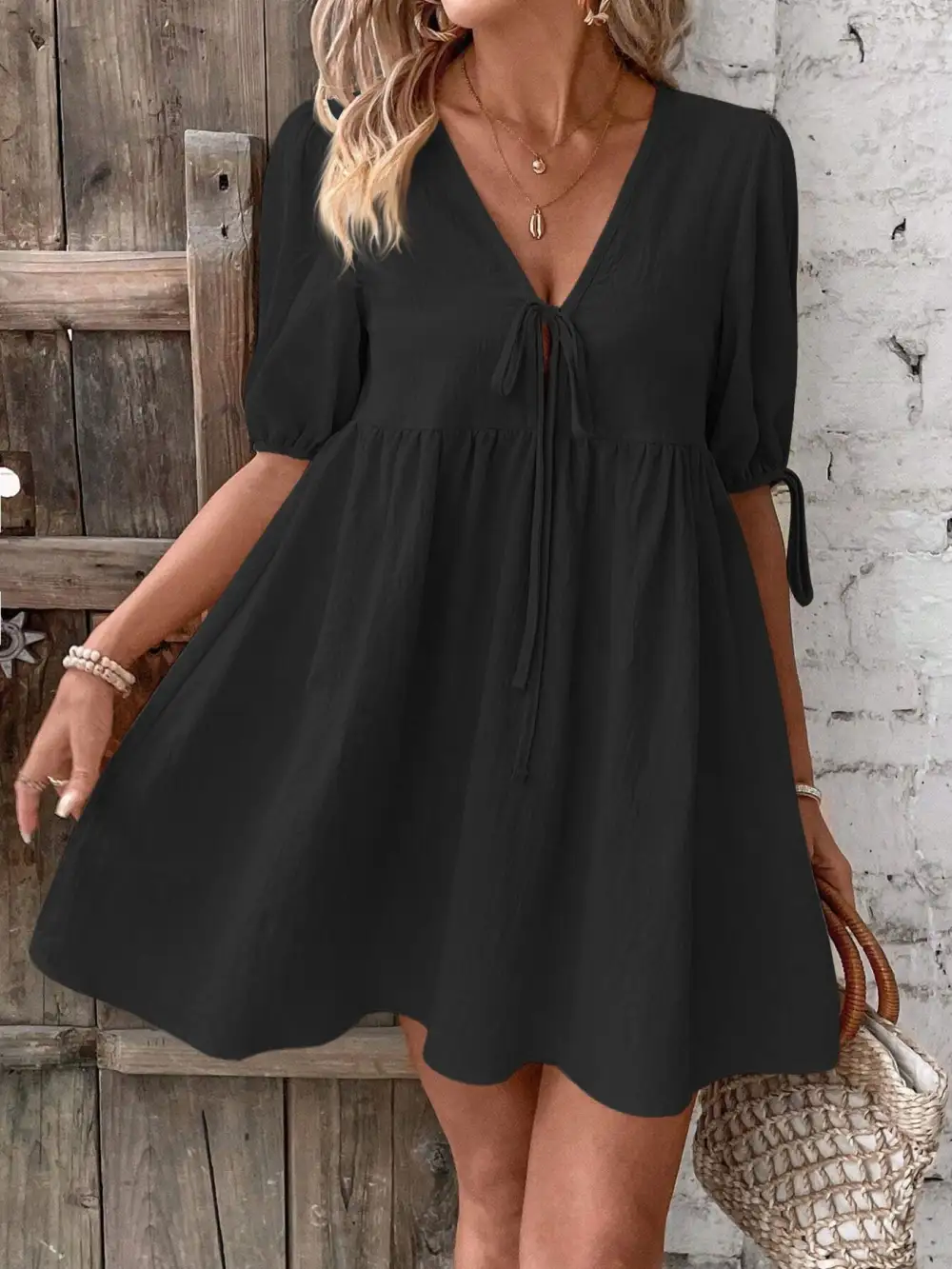 Puff Sleeve Mini Dress