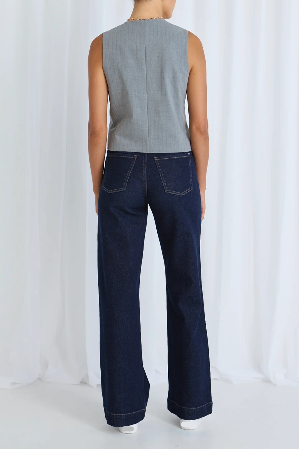 Grey Pinstripe Button - Up Vest