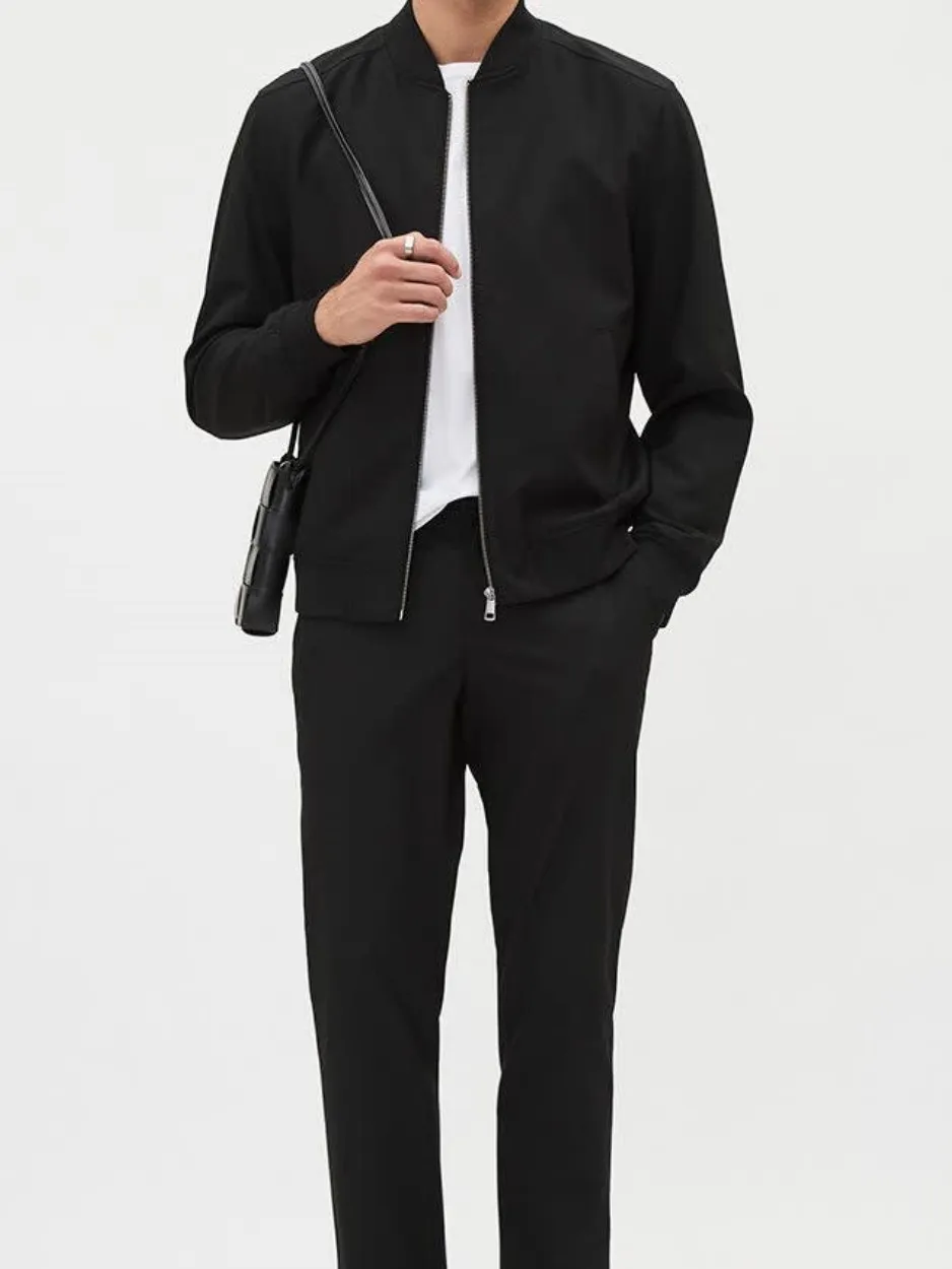 Black Long-Sleeve City Bomber Jacket