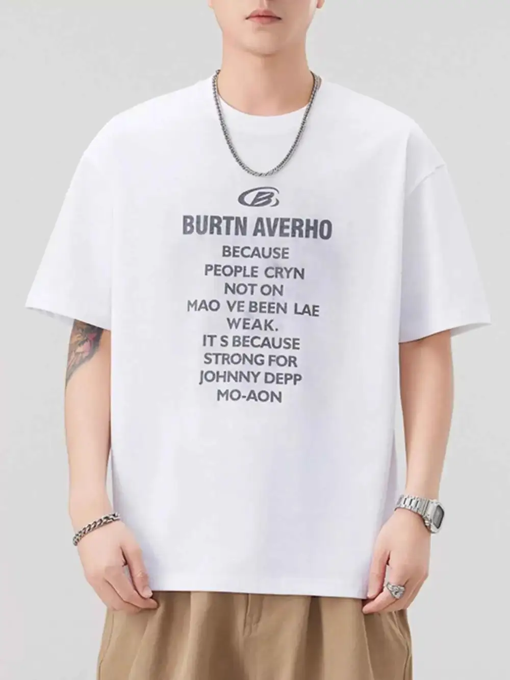 Letter Round Neck Short Sleeve T-Shirt