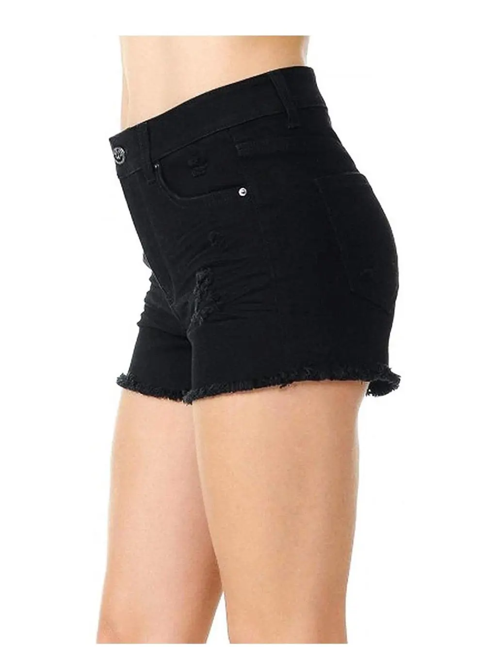 Casual Raw Hem Denim Shorts