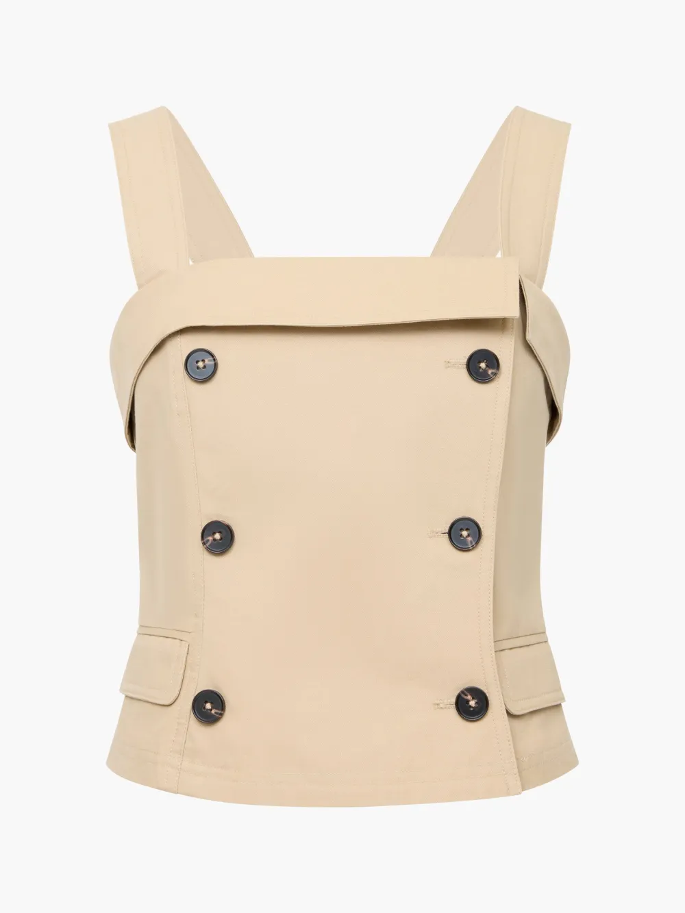 Double Breasted Structured Cotton Vest