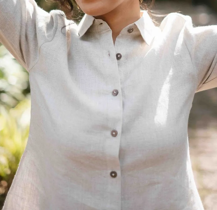 Ginger Linen Button-Up Shirt