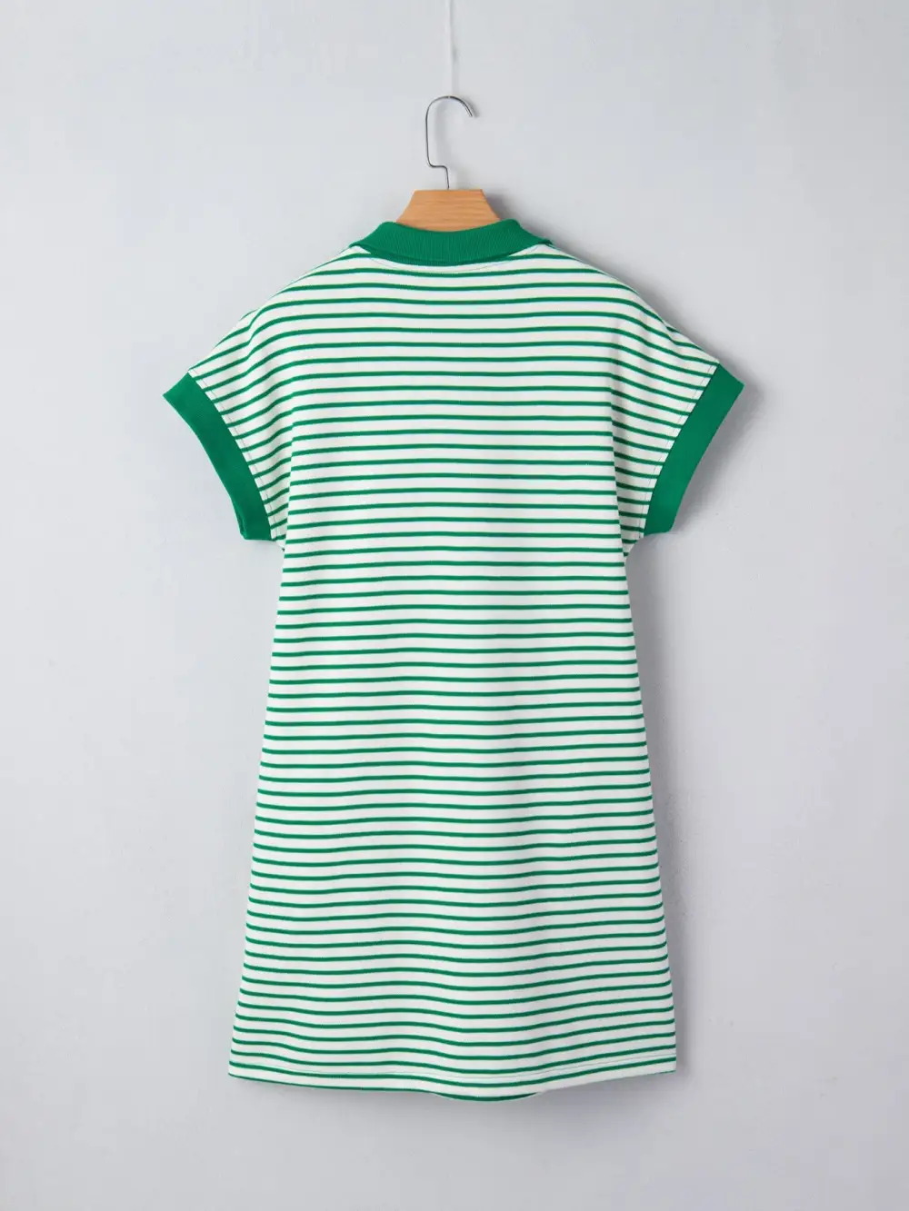 Striped Zip Front Pocketed Shirt Dress