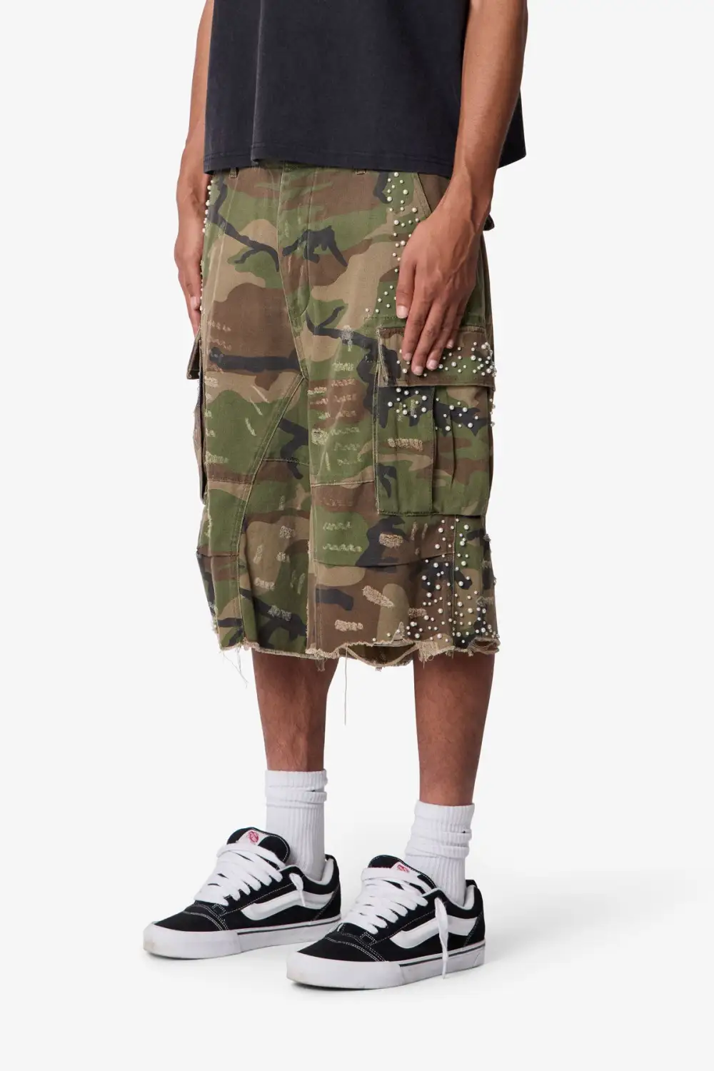 Pearled Utility Cargo Shorts