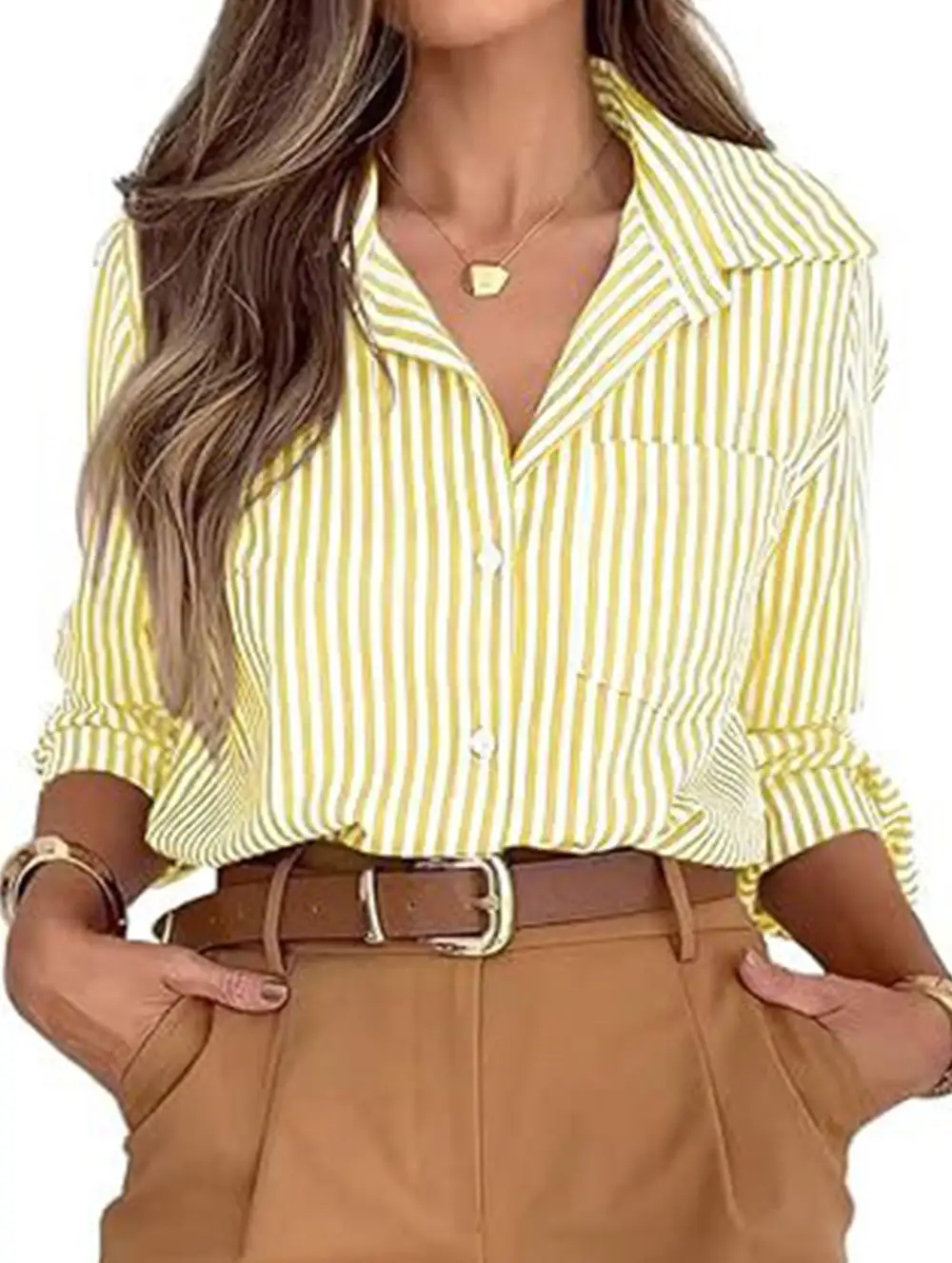 Striped Shirt with Pockets Blouse