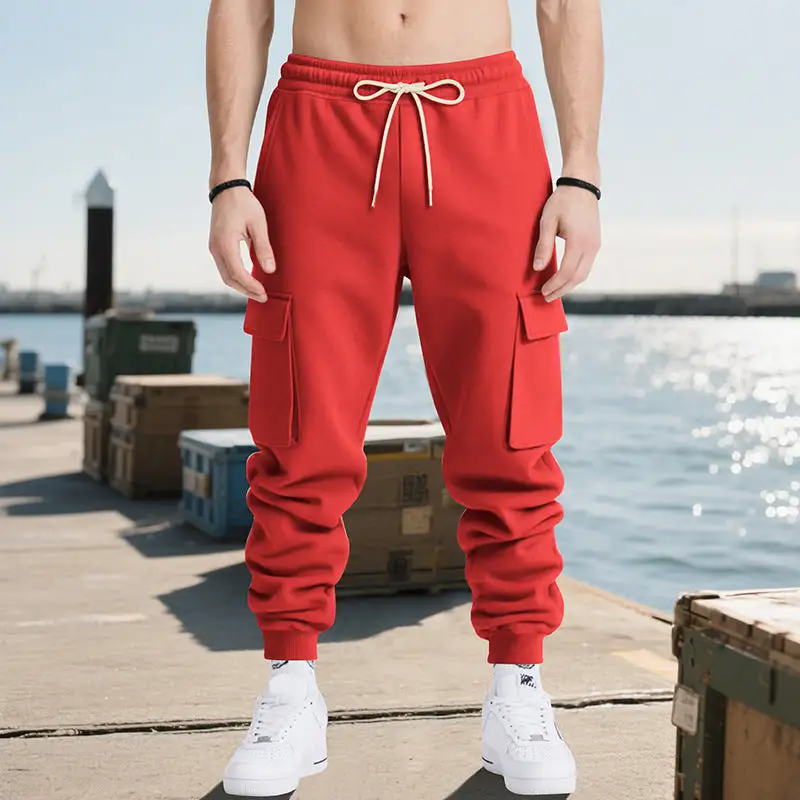 Men's Cargo Jogger Pants Pockets Waistband Cargo Pants