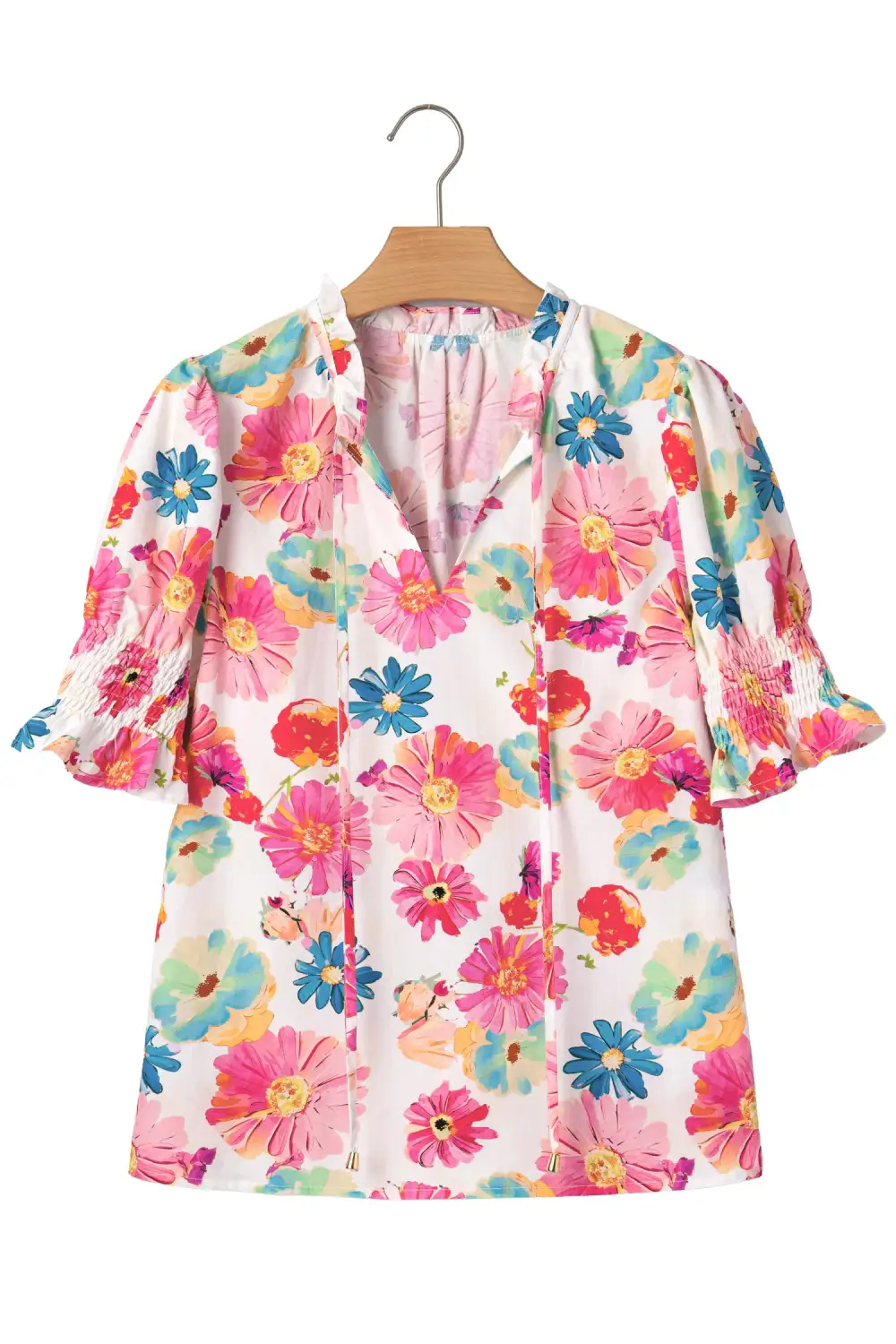 Everyday Floral V-Neck Puff Sleeve Blouse