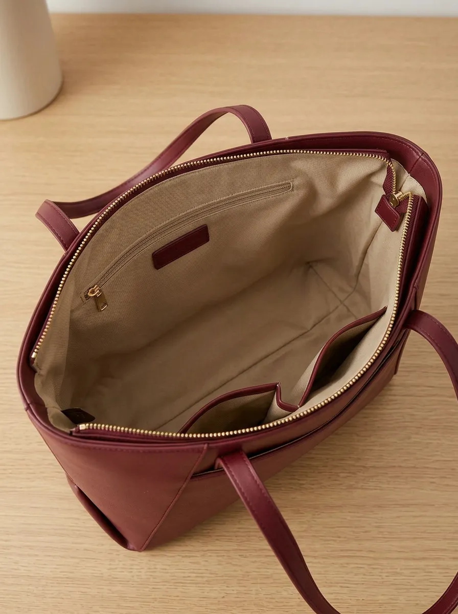 Women's Structured Zip-Top Shoulder-Strap Tote Bag