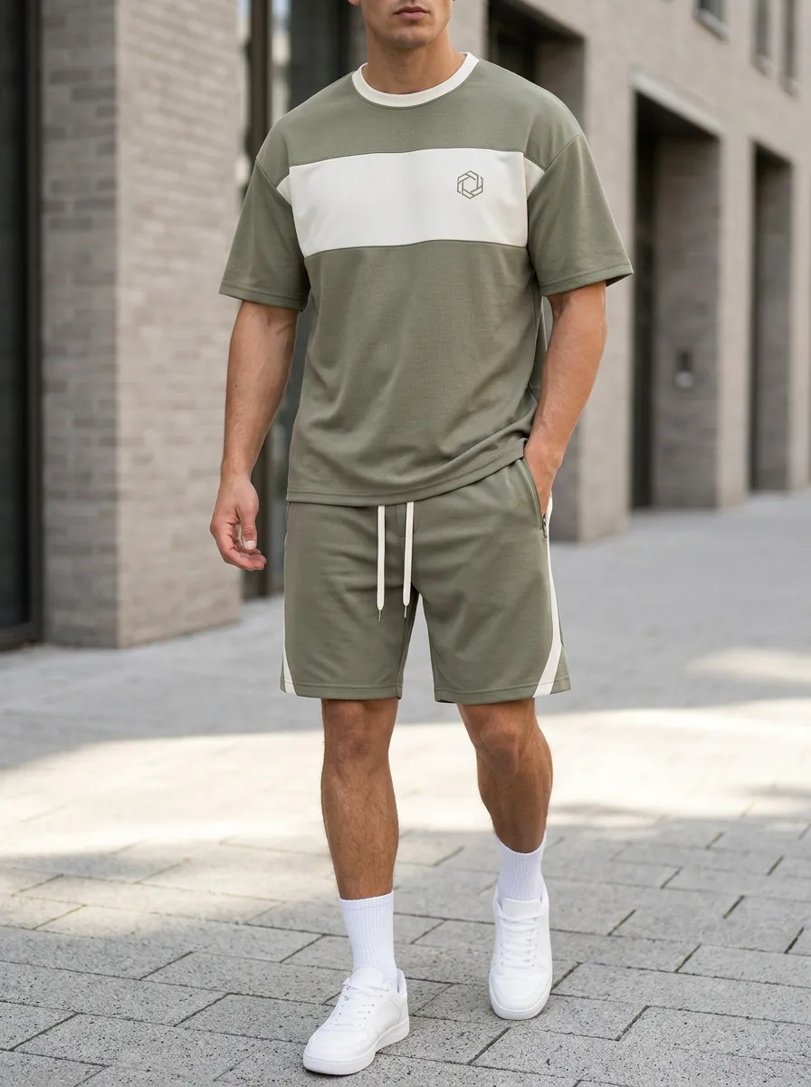 Men's Modern Geometric T-Shirt and Shorts Set