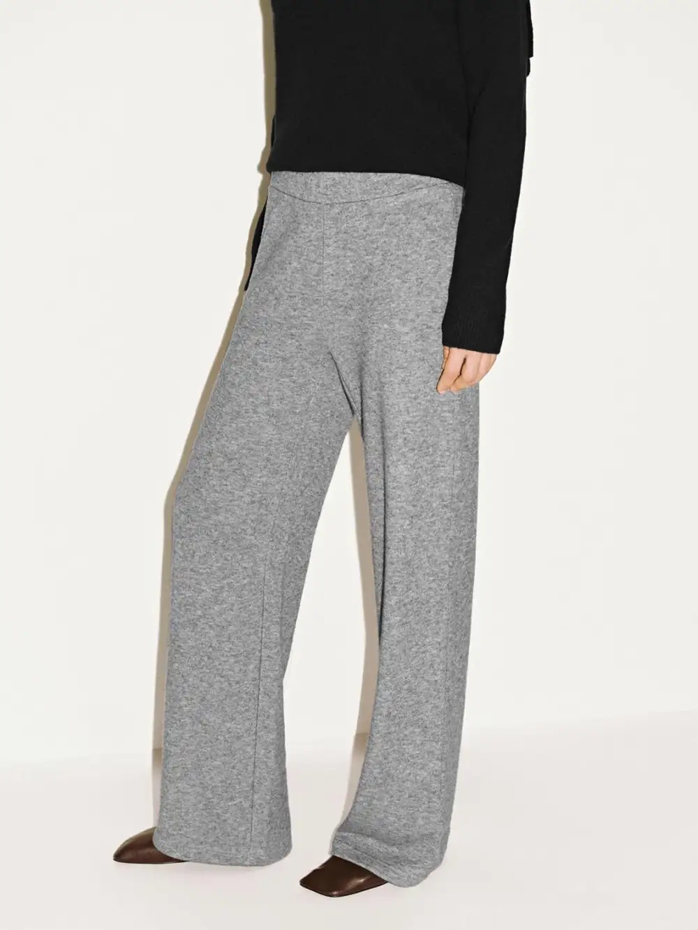 Ladies' Grey Straight-Waisted Casual Flared Trousers