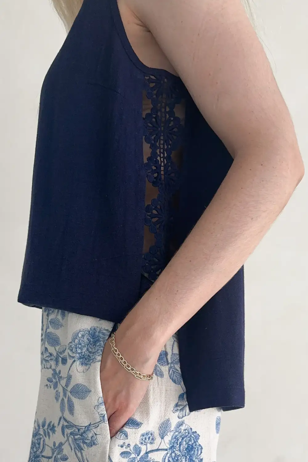 Soft Drape Linen Blend Relaxed Tank Top