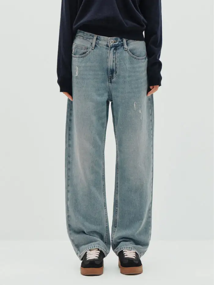 Men's Denim Wide-leg Denim Pants