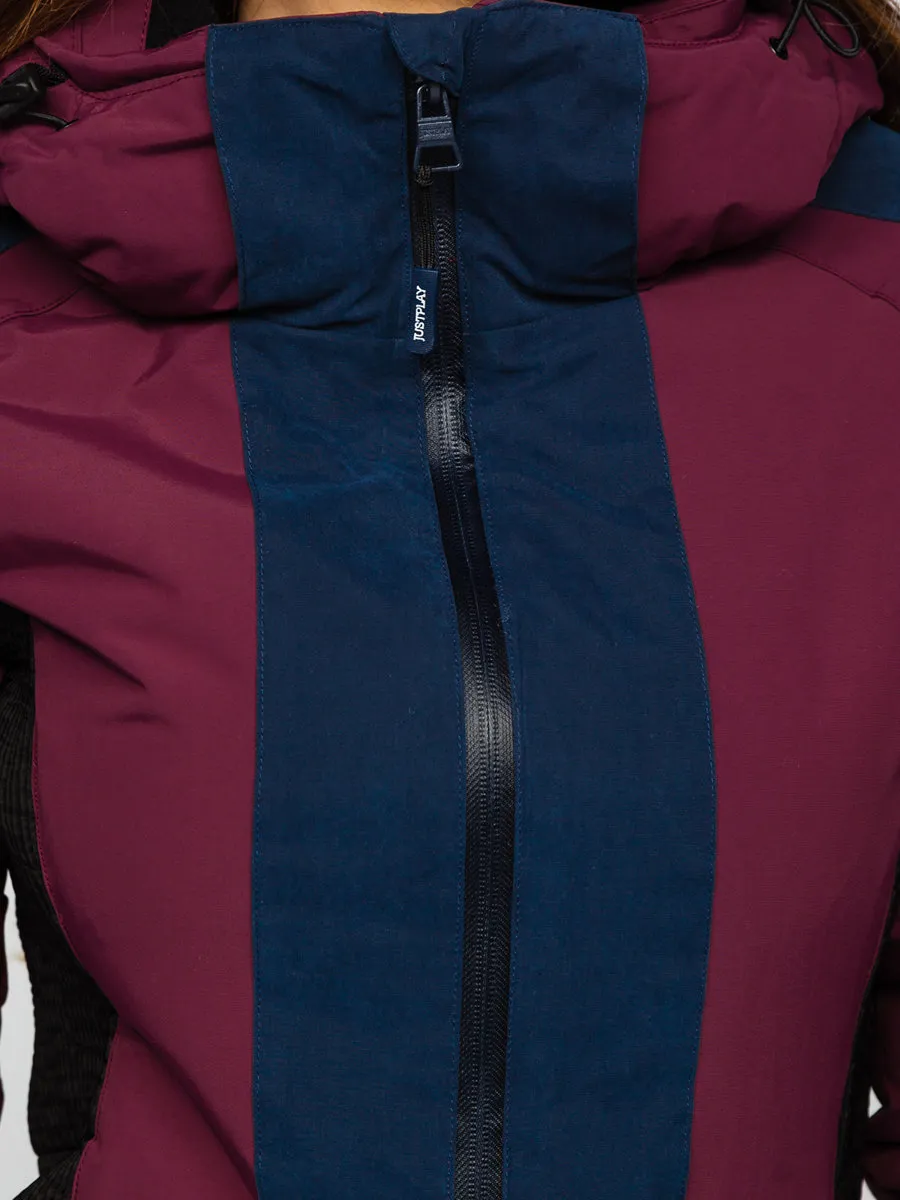 Wine women's winter jacket with hood