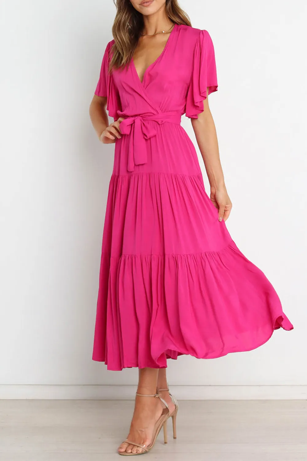 COLORFUL DRESS WITH TIE BOW