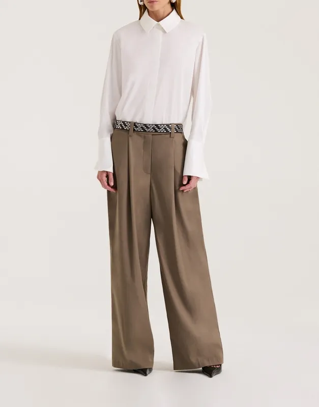 White Hidden Placket Tailored Shirts