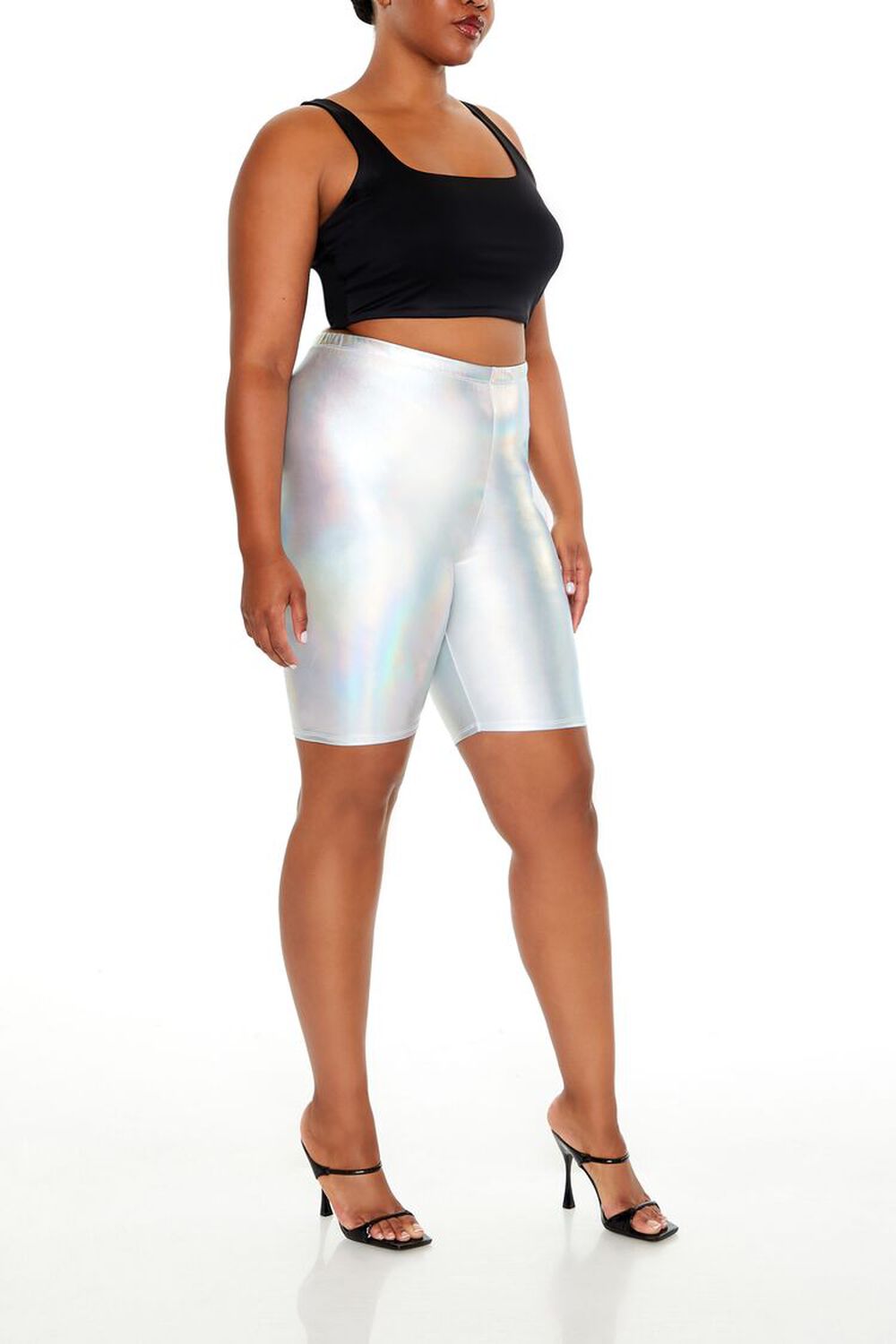 Plus Size Metallic Biker Shorts