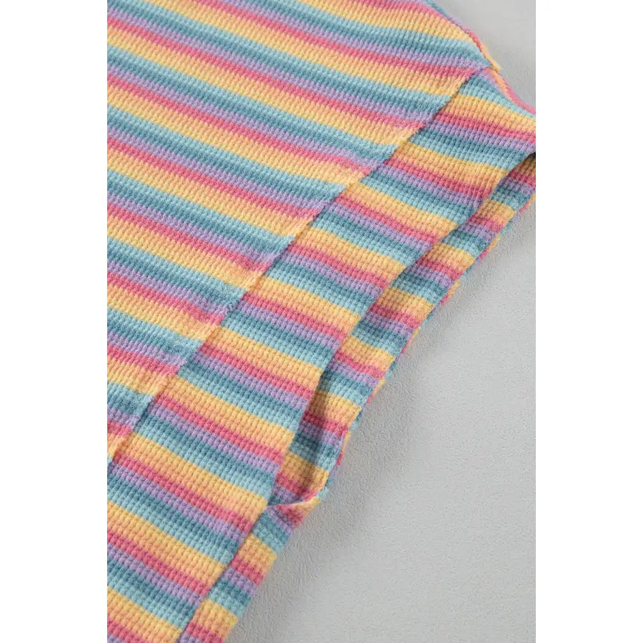 Soft Striped Round Neck Top and Shorts Set