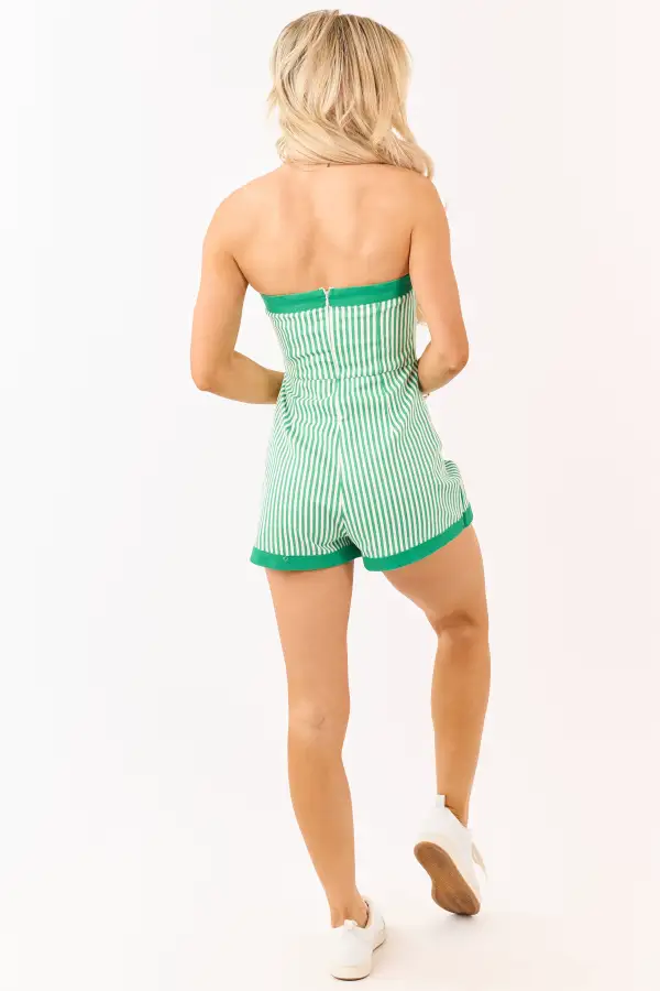 Striped Denim Wrap Around Romper